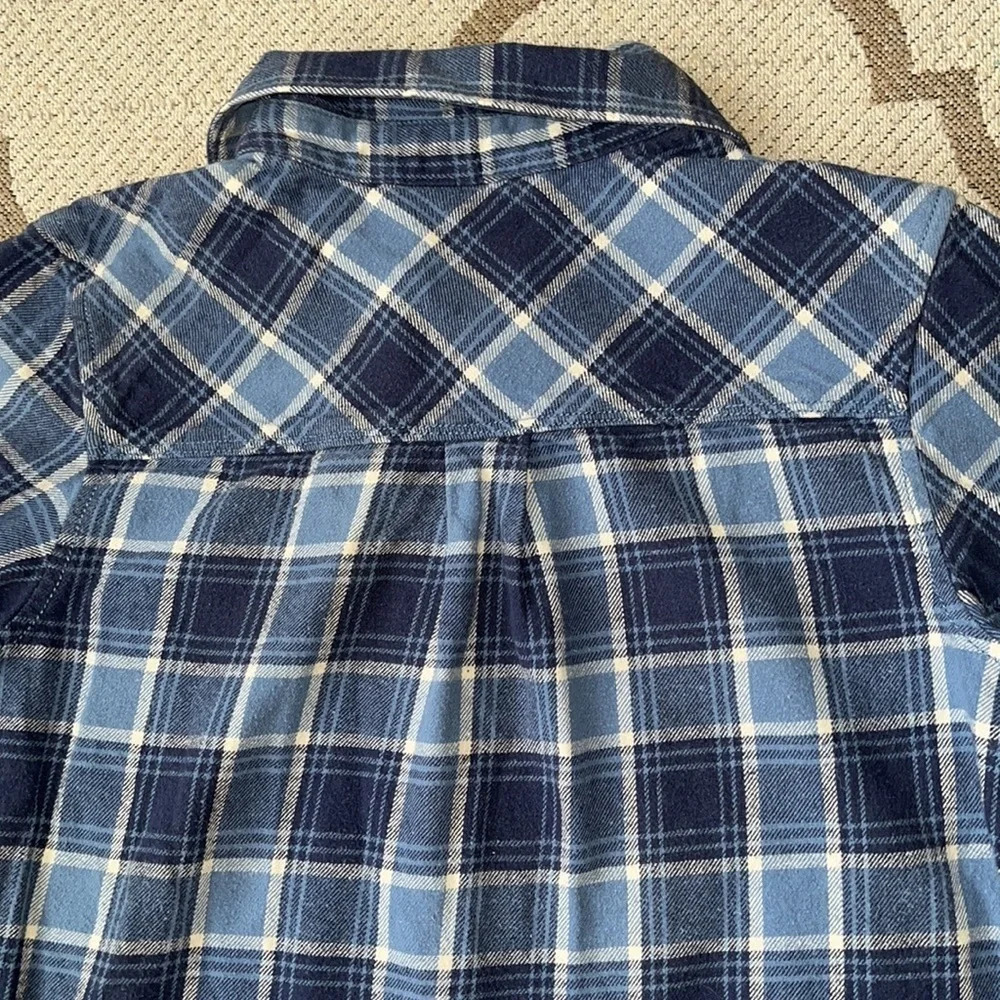Hanna Andersson blue plaid button down long sleeve shirt, size 120cm - Picture 10 of 12